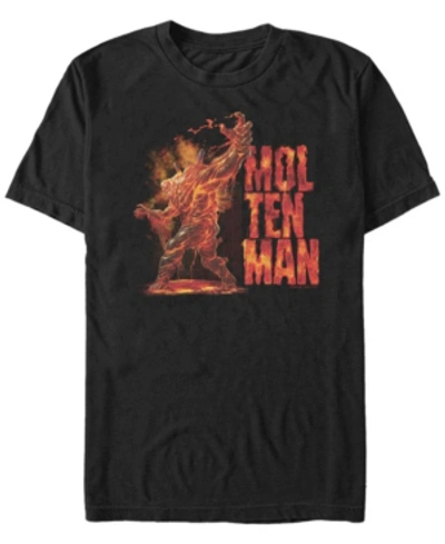 Marvel Men's Spider-man Far From Home Molten Man Action Pose, Short Sleeve T-shirt In Black