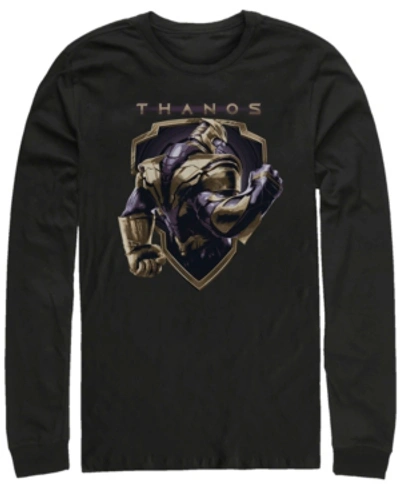 Marvel Men's Avengers Endgame Thanos Shield Strong Pose, Long Sleeve T-shirt In Black