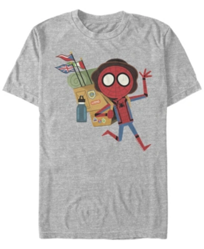 Marvel Men's Spider-man Far From Home Traveling Spidey, Short Sleeve T-shirt In Athletic H