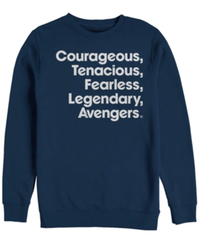 Marvel Men's Avengers Endgame Courageous Tenacious Fearless Legendary, Crewneck Fleece In Navy