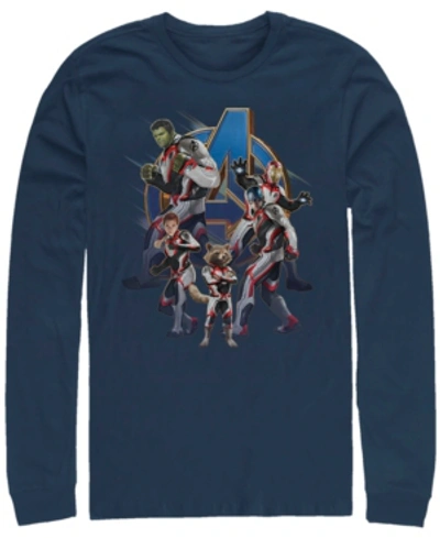 Marvel Men's Avengers Endgame Suit Group, Long Sleeve T-shirt In Navy
