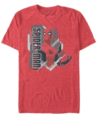 Marvel Men's Spider-man Far From Home Comic Portrait, Short Sleeve T-shirt In Red Heathe