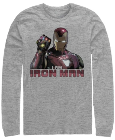 Marvel Men's Avengers Endgame I Am Iron Man Gauntlet, Long Sleeve T-shirt In Athletic H