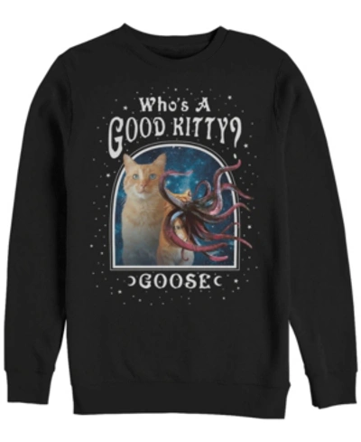 Marvel Men's Captain  Goose The Good Kitty, Crewneck Fleece In Black