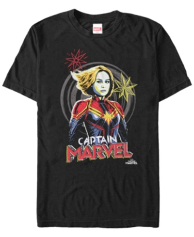 Marvel Men's Captain  Hand Drawn Portrait, Short Sleeve T-shirt In Black