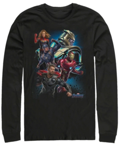 Marvel Men's Avengers Endgame Group Action Pose, Long Sleeve T-shirt In Black