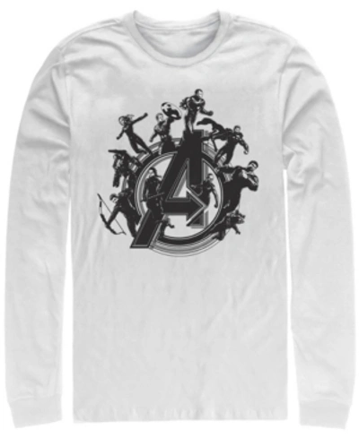 Marvel Men's Avengers Endgame Circle Group Logo, Long Sleeve T-shirt In White