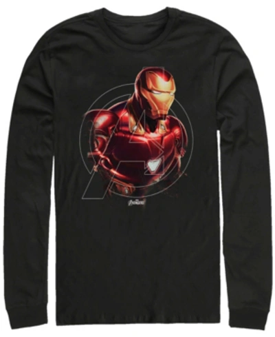 Marvel Men's Avengers Endgame Iron Man Centered Logo, Long Sleeve T-shirt In Black
