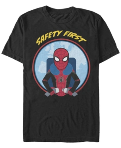 Marvel Men's Spider-man Far From Home Buckle Up Safety First, Short Sleeve T-shirt In Black