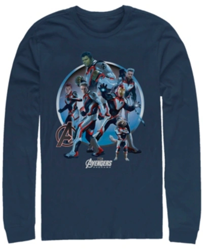 Marvel Men's Avengers Endgame Suit Group, Long Sleeve T-shirt In Navy