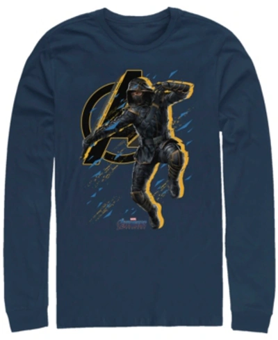 Marvel Men's Avengers Endgame Ronin Jump Action Pose, Long Sleeve T-shirt In Navy