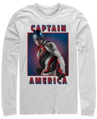 Marvel Men's Avengers Endgame Captain America Portrait, Long Sleeve T-shirt In White