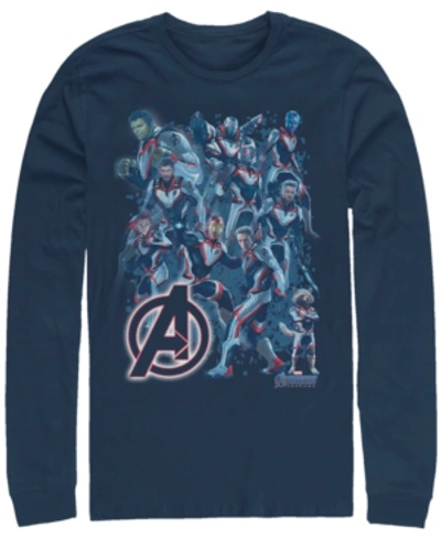 Marvel Men's Avengers Endgame Glowing Logo Group Poster, Long Sleeve T-shirt In Navy