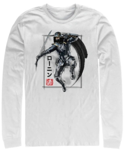 Marvel Men's Avengers Endgame Ronin Jump Action Pose, Long Sleeve T-shirt In White