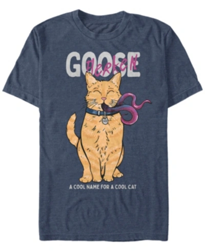 Marvel Men's Captain  Goose Flerken Cool Cat Name, Short Sleeve T-shirt In Navy Heath