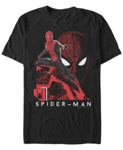 Marvel Men's Spider-man Far From Home Lunge Action Pose, Short Sleeve T-shirt In Black