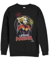 MARVEL MARVEL MEN'S CAPTAIN MARVEL HAND DRAWN PORTRAIT, CREWNECK FLEECE