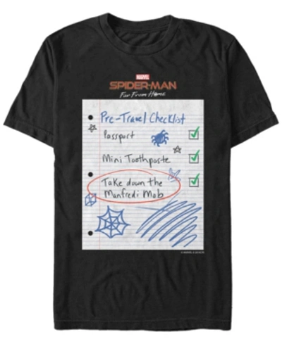 Marvel Men's Spider-man Far From Home Travel Checklist, Short Sleeve T-shirt In Black