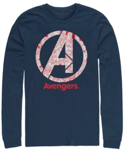 Marvel Men's Avengers Endgame Line Art Logo, Long Sleeve T-shirt In Navy
