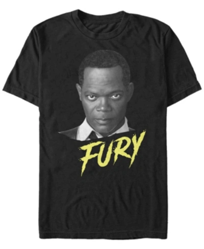 Marvel Men's Captain  Nick Fury Big Face Portrait, Short Sleeve T-shirt In Black