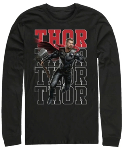 Marvel Men's Avengers Endgame Thor Action Pose, Long Sleeve T-shirt In Black