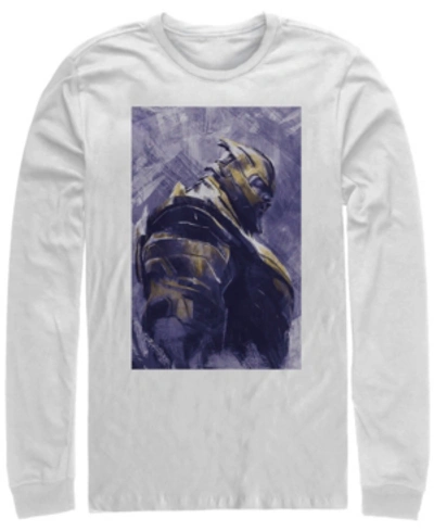 Marvel Men's Avengers Endgame Thanos Painted Portrait Poster, Long Sleeve T-shirt In White