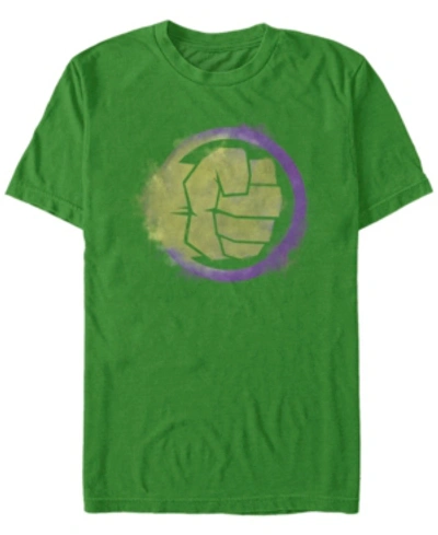 Marvel Men's Avengers Endgame Hulk Spray Paint Fist Logo, Short Sleeve T-shirt In Kelly