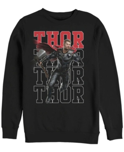 Marvel Men's Avengers Endgame Thor Action Pose, Crewneck Fleece In Black