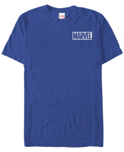 Marvel Men's Comic Logo Simple White Box Short Sleeve T-shirt In Royal Blue