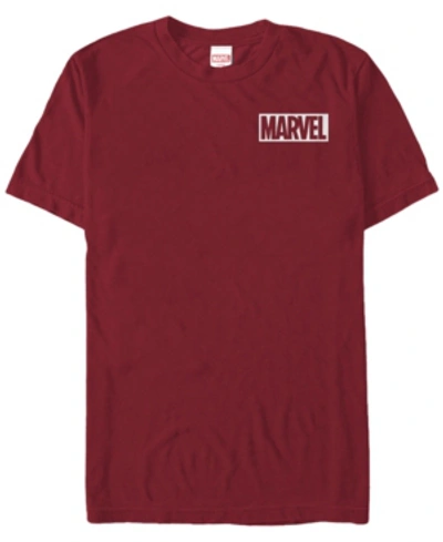 Marvel Men's Comic Logo Simple White Box Short Sleeve T-shirt In Burgundy