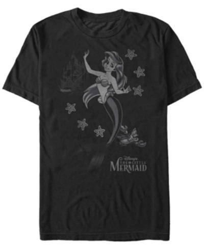 Disney Men's Little Mermaid Ariel Sebastian Under The Sea, Short Sleeve T-shirt In Black