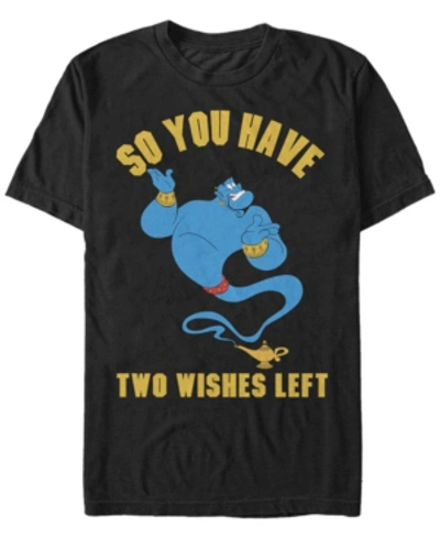 Disney Men's Aladdin Genie So You Have Two Wishes Left, Short Sleeve T-shirt In Black