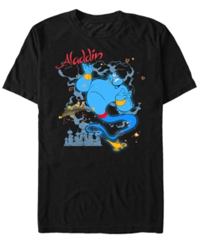 Disney Men's Aladdin Genie Sparkle Carpet Ride, Short Sleeve T-shirt In Black