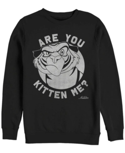 Disney Men's Aladdin Rajah Are You Kitten Me, Crewneck Fleece In Black