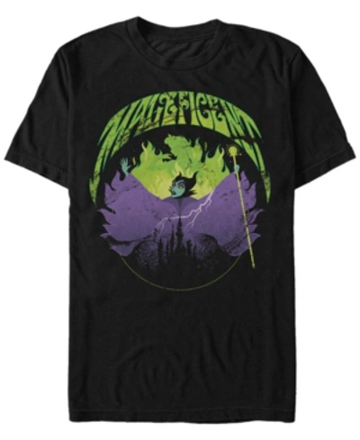 Disney Men's Sleeping Beauty Maleficent Flames, Short Sleeve T-shirt In Black