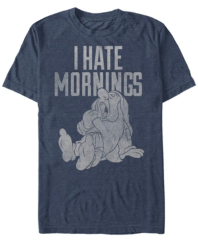 Disney Men's Snow White And The Seven Dwarfs Sleepy I Hate Mornings, Short Sleeve T-shirt In Navy