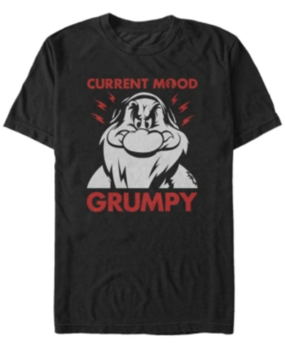 Disney Men's Snow White And The Seven Dwarfs Current Mood Grumpy, Short Sleeve T-shirt In Black