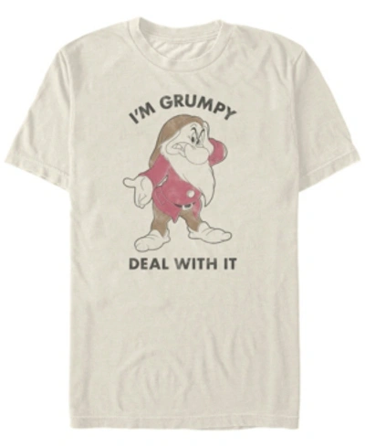 Disney Men's Snow White And The Seven Dwarfs I'm Grumpy Deal With It, Short Sleeve T-shirt In Natural