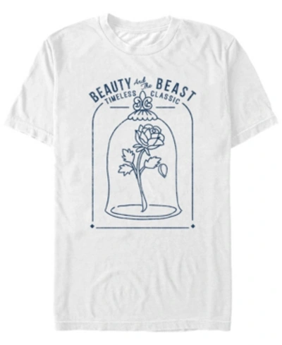 Disney Men's Beauty And The Beast Classic Rose Glass, Short Sleeve T-shirt In White