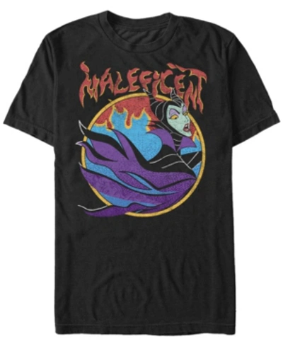 Disney Men's Sleeping Beauty Maleficent Vintage Inspired Flame Portrait, Short Sleeve T-shirt In Black