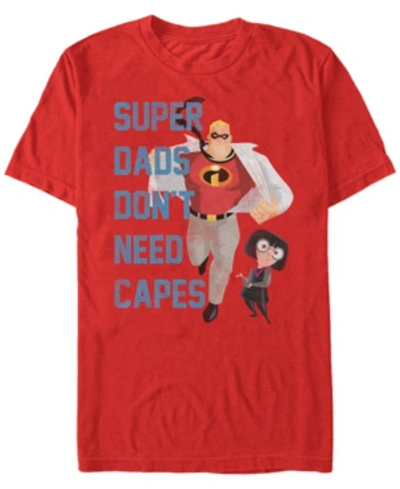 Disney Pixar Men's Incredibles Super Dads No Capes, Short Sleeve T-shirt In Red