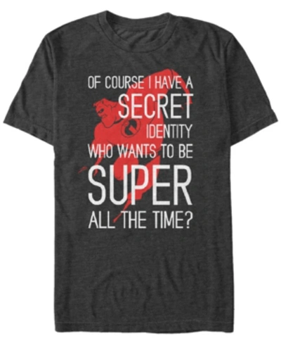 Disney Pixar Men's Incredibles Secret Identity, Short Sleeve T-shirt In Dark Gray