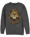 Disney Men's Lion King Noble Simba, Crewneck Fleece In Dark Gray