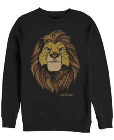 Disney Men's Lion King Noble Simba, Crewneck Fleece In Black