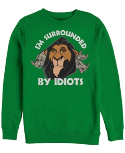 Disney Men's Lion King Scar Surrounded By Idiots, Crewneck Fleece In Emerald