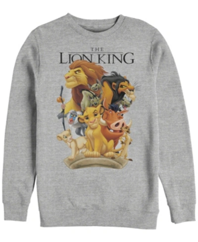 Disney Men's Lion King Pride Land Characters, Crewneck Fleece In Heathr Gry