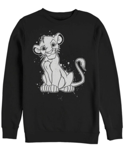 Disney Men's Lion King Simba Smirk Paint Splatter, Crewneck Fleece In Black