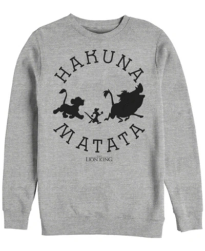 Disney Men's Lion King Hakuna Matata Pride Camp, Crewneck Fleece In Heathr Gry