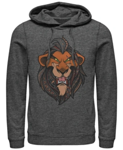 Disney Men's Lion King Scar Geometric Pattern Fill Portrait, Pullover Hoodie In Dark Gray