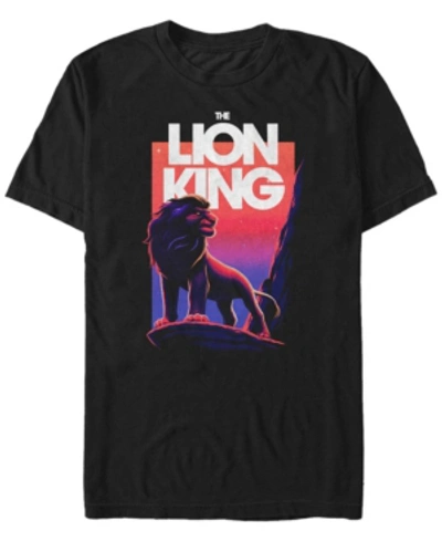 Disney Men's Lion King Simba Sunset Gradient, Short Sleeve T-shirt In Black